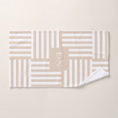 Beige Witte Gestreepte Badkamer Huwelijk Koppel Ca Bad Handdoek (Handdoek)
