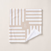 Beige Witte Gestreepte Badkamer Huwelijk Paar Cade Bad Handdoek (Wasdoekje)