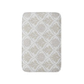 Beige & Witte Glanzende Quatrefoil Patroon Badmat (Voorkant Verticaal)