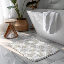 Beige & Witte Glanzende Quatrefoil Patroon