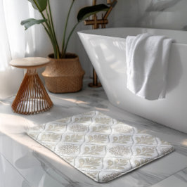 Beige & Witte Glanzende Quatrefoil Patroon Badmat