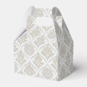 Beige & Witte Glanzende Quatrefoil Patroon Bedankdoosjes (Achterkant)