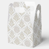 Beige & Witte Glanzende Quatrefoil Patroon Bedankdoosjes (Geopend)