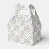 Beige & Witte Glanzende Quatrefoil Patroon Bedankdoosjes (Voorkant Zijde)
