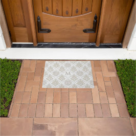 Beige & Witte Glanzende Quatrefoil Patroon Deurmat