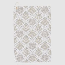 Beige & Witte Glanzende Quatrefoil Patroon Golfhanddoek