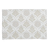Beige & Witte Glanzende Quatrefoil Patroon Kussensloop (Voorkant-Rechts)