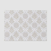 Beige & Witte Glanzende Quatrefoil Patroon Tissuepapier (Voorkant)