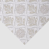 Beige & Witte Glanzende Quatrefoil Patroon Tissuepapier (Detail)
