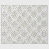 Beige & Witte Glitterende Quatrefoil Patroon Cadeaupapier (Vlak)