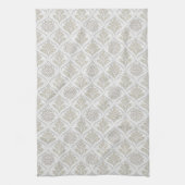 Beige & Witte Glitterende Quatrefoil Patroon Theedoek (Verticaal)