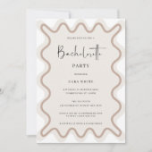 Beige witte grens Bachelorette Party uitnodiging (Voorkant)
