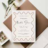 Beige witte grens bruids douche uitnodiging