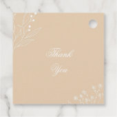 Beige Witte Hoek Bloemen Boho Bruiloft Bedankjes Labels (Achterkant)