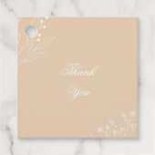 Beige Witte Hoek Bloemen Boho Bruiloft Bedankjes Labels (Voorkant)