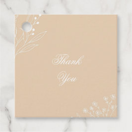 Beige Witte Hoek Bloemen Boho Bruiloft Bedankjes Labels