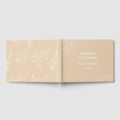 Beige Witte Hoek Bloemen Boho Bruiloft Gastenboek (Volledig)