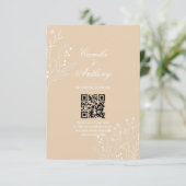 Beige Witte Hoek Bloemen Boho Bruiloft Informatiekaartje (Staand voorkant)