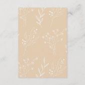 Beige Witte Hoek Bloemen Boho Bruiloft Informatiekaartje (Achterkant)