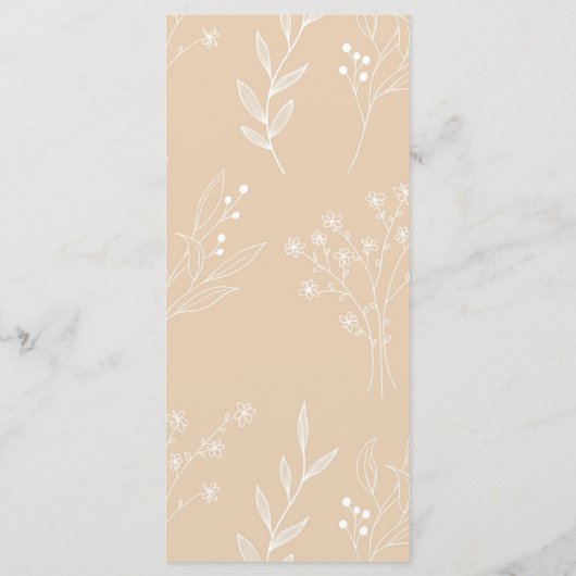 Beige Witte Hoek Bloemen Boho Bruiloft Menu (Achterkant)