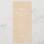 Beige Witte Hoek Bloemen Boho Bruiloft Menu (Voorkant)