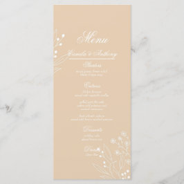 Beige Witte Hoek Bloemen Boho Bruiloft Menu