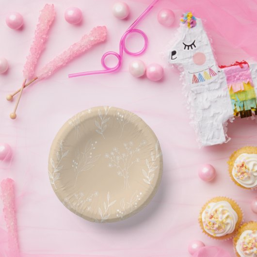 Beige Witte Hoek Bloemen Boho Bruiloft Papieren Kommen (Feest)