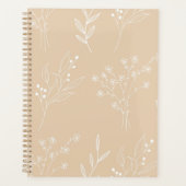 Beige Witte Hoek Bloemen Boho Bruiloft Planner (Voorkant)
