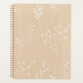 Beige Witte Hoek Bloemen Boho Bruiloft Planner