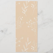 Beige Witte Hoek Bloemen Boho Bruiloft Programmakaart (Achterkant)