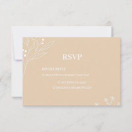 Beige Witte Hoek Bloemen Boho Bruiloft RSVP Kaartje
