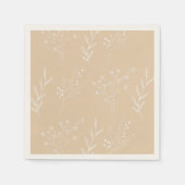 Beige Witte Hoek Bloemen Boho Bruiloft Servet (Voorkant)