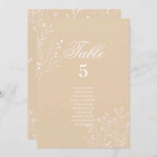 Beige Witte Hoek Floral Boho Zitkaarten Kaart (Voorkant / Achterkant)