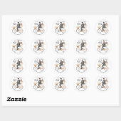 "Beige & Witte Illustratieve Save The Date Ronde Sticker (Vel)