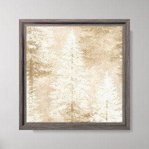 Beige Witte Kerstbomen   Canvas Afdruk