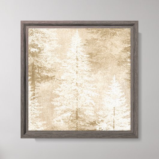 Beige Witte Kerstbomen Canvas Afdruk (Voorkant)