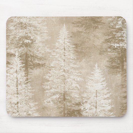 Beige Witte Kerstbomen Muismat (Voorkant)