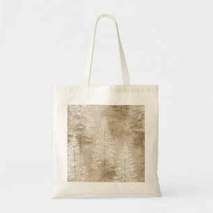 Beige Witte Kerstbomen Sneeuwvlokken Tote Bag