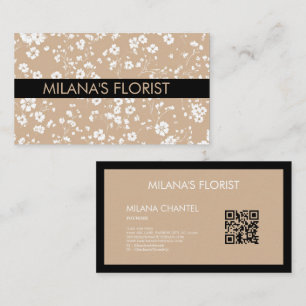 Beige Witte Madelief Modern Hippie Bloem Bloemist Visitekaartje