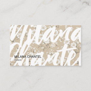 Beige Witte Madelief Modern Hippie Bloem Bloemist Visitekaartje