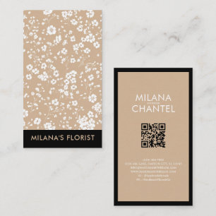 Beige Witte Madelief Modern Hippie Bloem Bloemist Visitekaartje