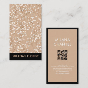 Beige Witte Madelief Modern Hippie Bloem Bloemist Visitekaartje