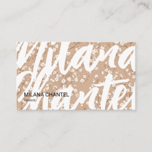 Beige Witte Madelief Modern Hippie Bloem Bloemist Visitekaartje