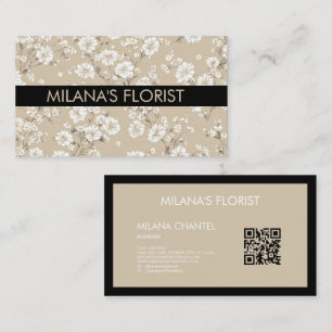 Beige Witte Madelief Modern Hippie Bloem Bloemist Visitekaartje