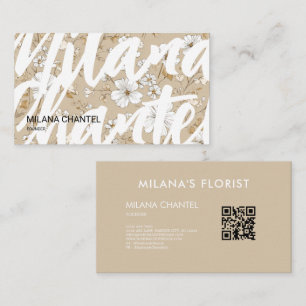 Beige Witte Madelief Modern Hippie Bloem Bloemist Visitekaartje