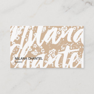 Beige Witte Madelief Modern Hippie Bloem Bloemist Visitekaartje
