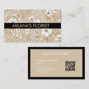 Beige Witte Madelief Modern Hippie Bloem Bloemist Visitekaartje