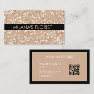Beige Witte Madelief Modern Hippie Bloem Bloemist Visitekaartje