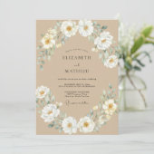 Beige Witte Pioen Trouw Kaart (Staand voorkant)