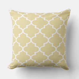 Beige Witte Quatrefoil Lattice Kussen